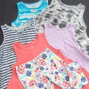 Girls flowing tanks 5 each one pair of Capri leggings
